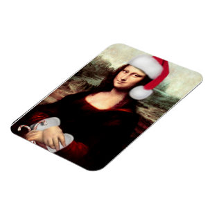 Mona Lisa Santa Hat Christmas Magnet