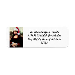 Mona Lisa Santa Hat Christmas Return Address Label