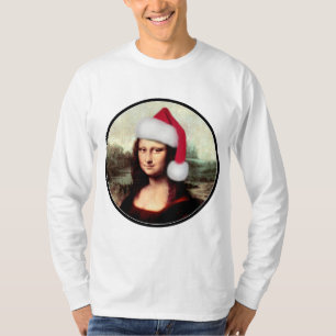 Mona Lisa Santa Hat Christmas T-Shirt
