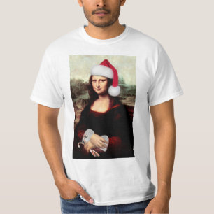 Mona Lisa Santa Hat Christmas T-Shirt