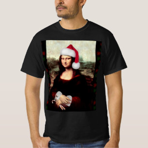 Mona Lisa Santa Hat Christmas T-Shirt