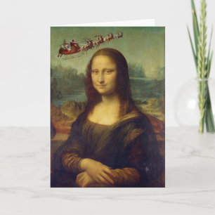 Mona Lisa Santa's Sleigh Christmas Card