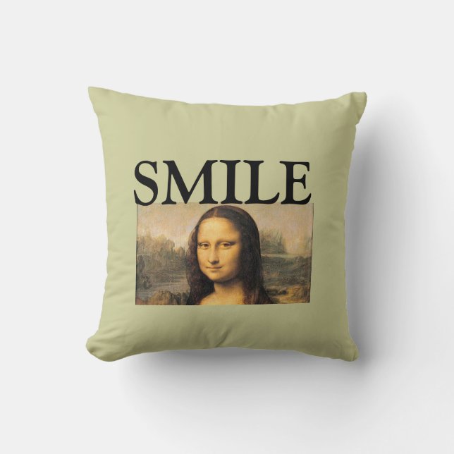 Mona Lisa, SMILE, throw pillow (Front)