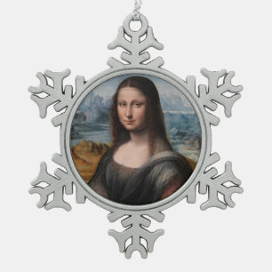 Mona Lisa Snowflake Pewter Christmas Ornament