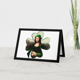 Mona Lisa St. Patrick's Day Clover Card