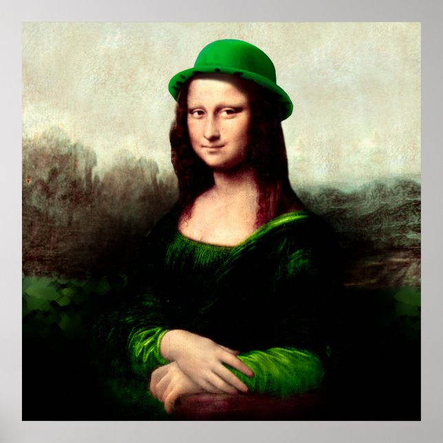Mona Lisa St. Patrick's Day Clover Poster (Front)