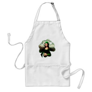 Mona Lisa St. Patrick's Day Clover Standard Apron