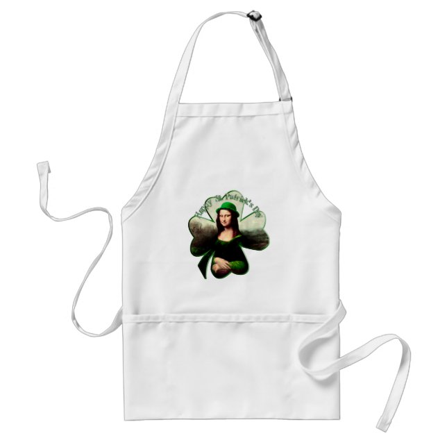 Mona Lisa St. Patrick's Day Clover Standard Apron (Front)