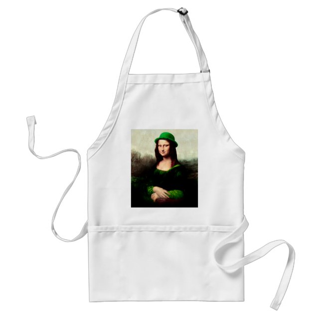 Mona Lisa St. Patrick's Day Clover Standard Apron (Front)