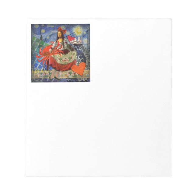 Mona Lisa Starry Night Collage: Whimsical Surreal  Notepad (Front)