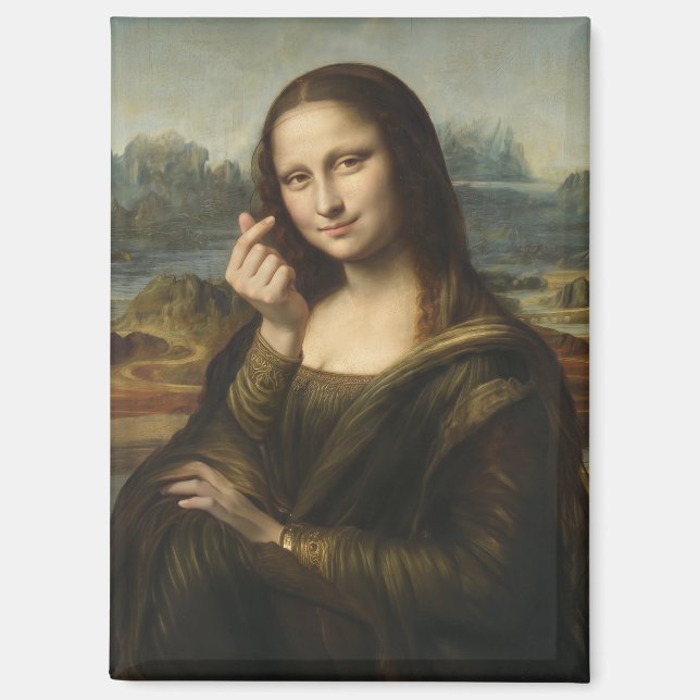 Mona Lisa striking a "Kyun Pose" Magnet (Front)
