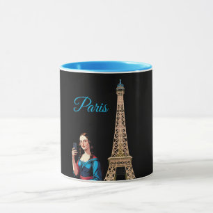 MONA LISA TAKING SELFIE SURREAL PARIS  MUG