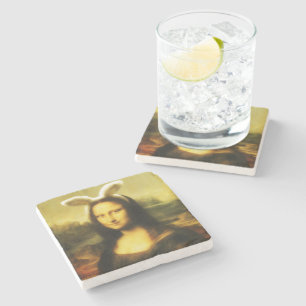 Mona Lisa, The Easter Bunny Stone Coaster