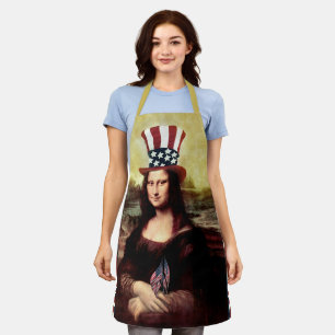 Mona Lisa USA Independence Day  Apron