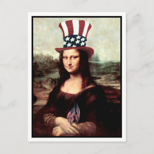 Mona Lisa USA Independence Day  Postcard
