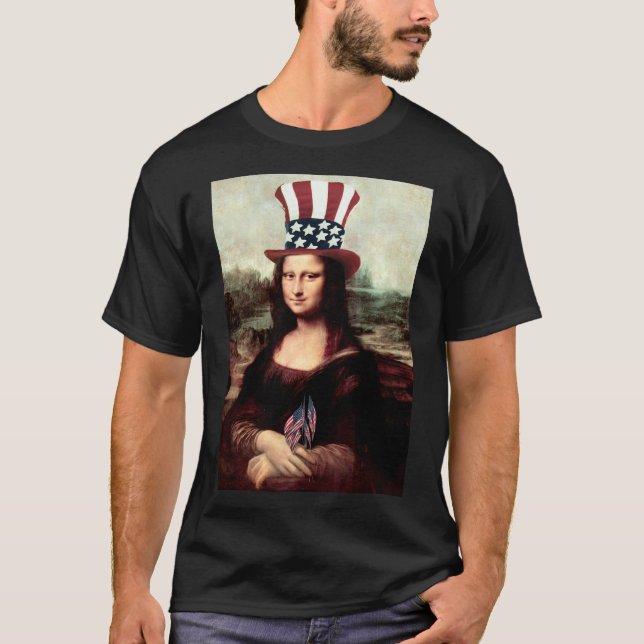 Mona Lisa USA Independence Day  T-Shirt (Front)