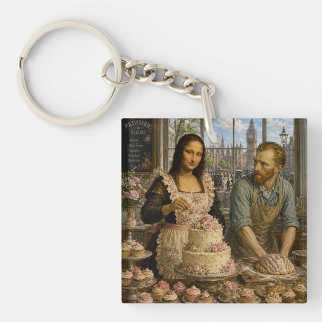 Mona Lisa & Van Gogh Bake Off Key Ring (Front)