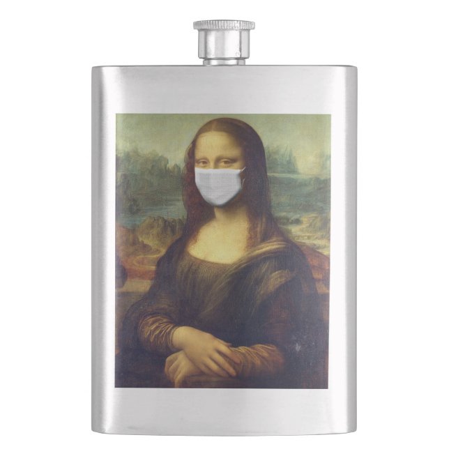 Mona Lisa Via Corona Virus Hip Flask (Front)
