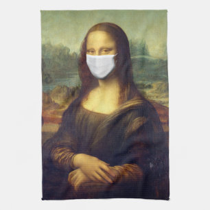 Mona Lisa Via Corona Virus Tea Towel