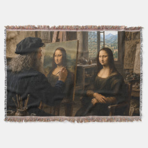 Mona Lisa Visits Artist Studio Throw Blanket