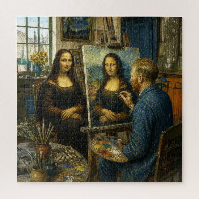 Mona Lisa Visits Vincent van Gogh's Studio Jigsaw Puzzle (Vertical)