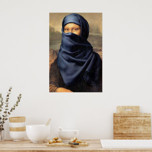 Mona Lisa wearing a scarf Leonardo da Vinci Poster