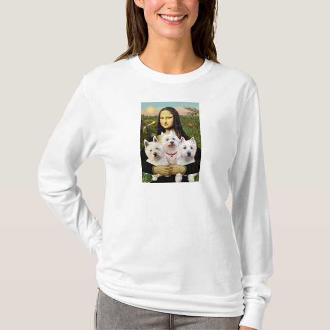 Mona Lisa - Westies (three) T-Shirt (Front)