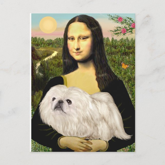 Mona Lisa - White Pekingese (#4) Postcard (Front)