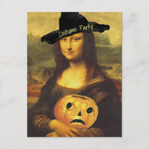 Mona Lisa Witch Halloween Costume Party Invite PC Postcard