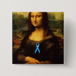 Mona Lisa With Blue Ribbon 15 Cm Square Badge