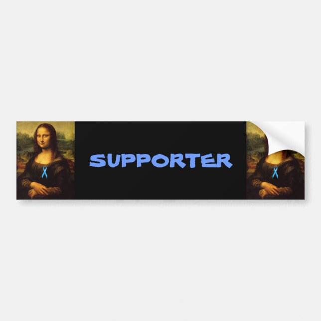 Mona Lisa With Blue Ribbon Bumper Sticker (Front)