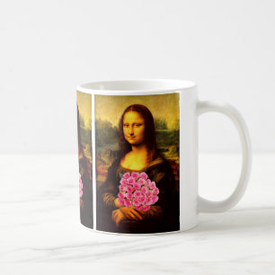 Mona Lisa With Bouquet Of Pink Roses Coffee Mug