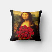 Mona Lisa With Bouquet Of Red Roses