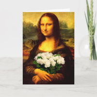 Mona Lisa With Bouquet Of White Roses