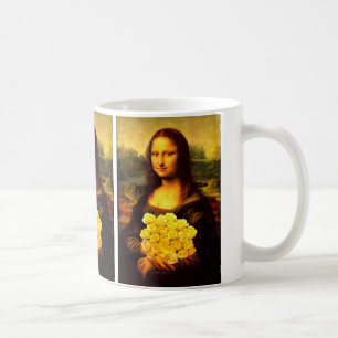 Mona Lisa With Bouquet Of Yellow Roses Coffee Mug
