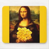 Mona Lisa With Bouquet Of Yellow Roses