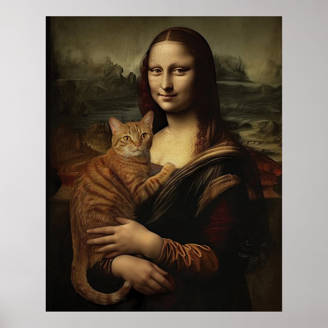 Mona Lisa with Cat  Poster (Front)