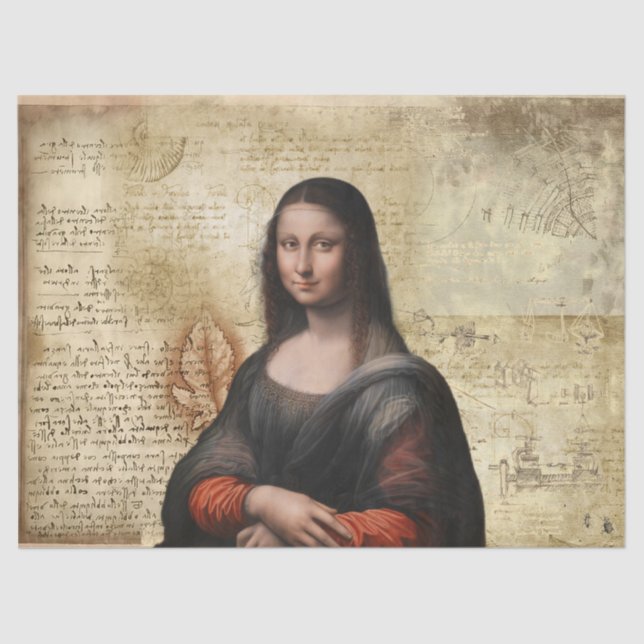 Mona Lisa with da Vinci Notes Tissue Paper (Front)
