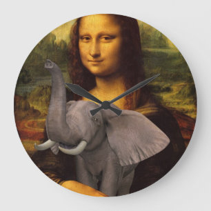 Mona Lisa With Elephant Large Clock
