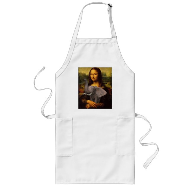 Mona Lisa With Elephant Long Apron (Front)
