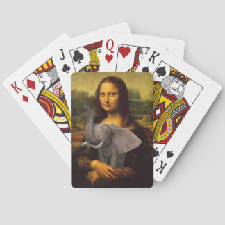 Mona Lisa With Elephant Playing Cards