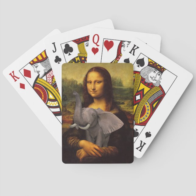 Mona Lisa With Elephant Playing Cards (Back)