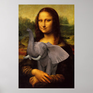 Mona Lisa With Elephant Poster