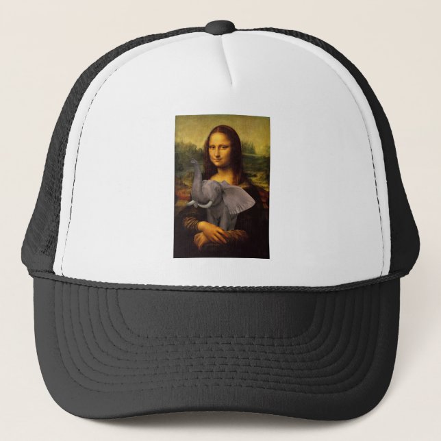 Mona Lisa With Elephant Trucker Hat (Front)