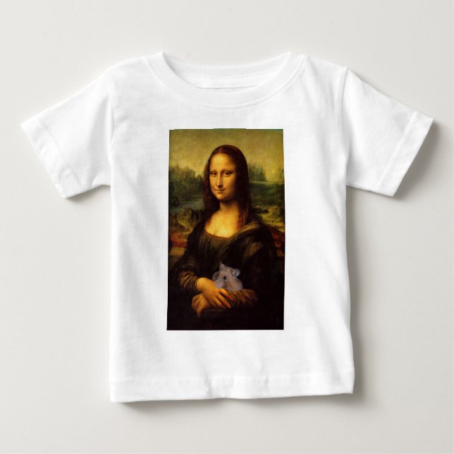 Mona Lisa With Hamster Baby T-Shirt (Front)