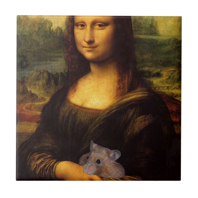 Mona Lisa With Hamster Ceramic Tile (Front)