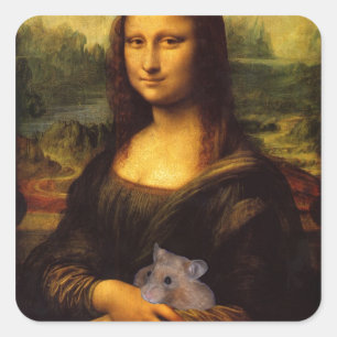 Mona Lisa With Hamster Square Sticker