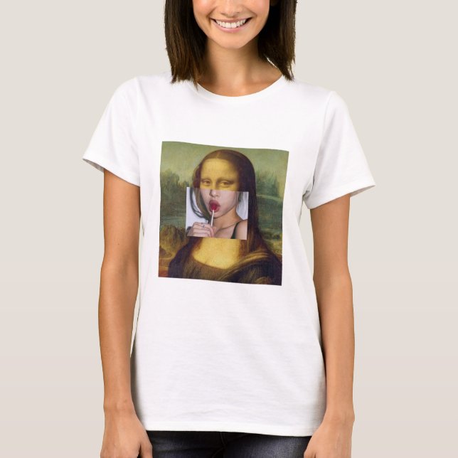 Mona lisa with lollipop t-shirt with colored (Front)