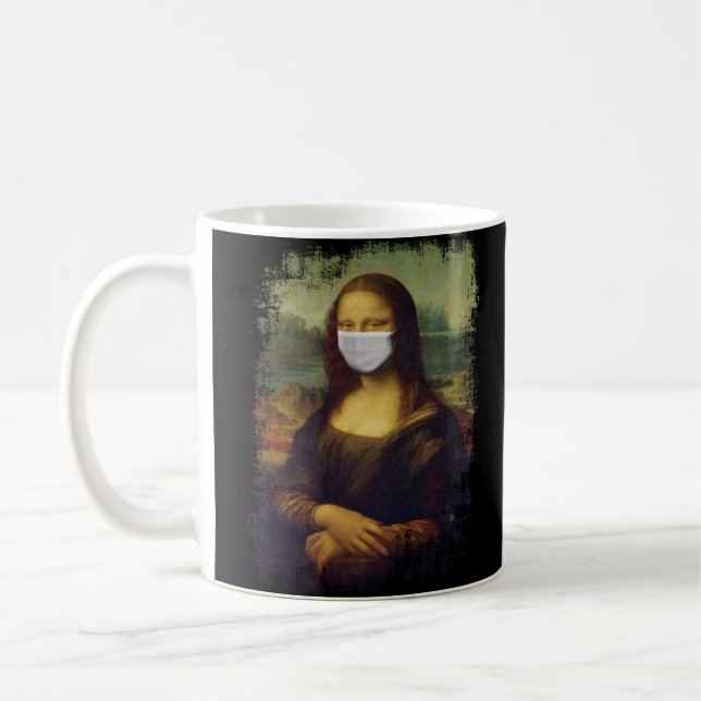 Mona Lisa With Mask Coffee Mug (Left)