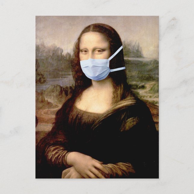 Mona Lisa with Mask Postcard (Front)